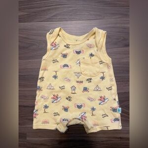 Millie & Myles Yellow Baby Romper with Beach Print size 0-3M